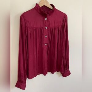 Anthropologie Maroon Blouse, Size M.